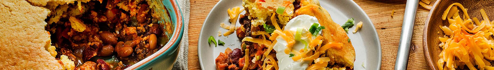 Two Bean Turkey Chili Tamale Pie