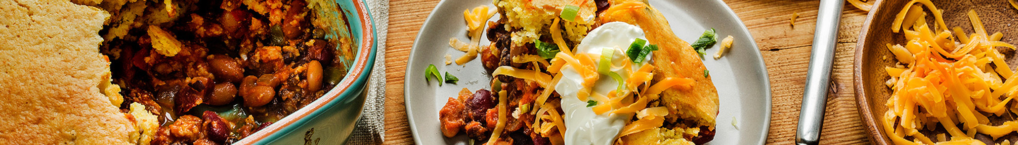 Two Bean Turkey Chili Tamale Pie